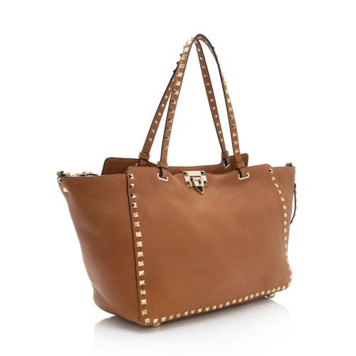 Valentino Grainy Calfskin Rockstud Medium Tote