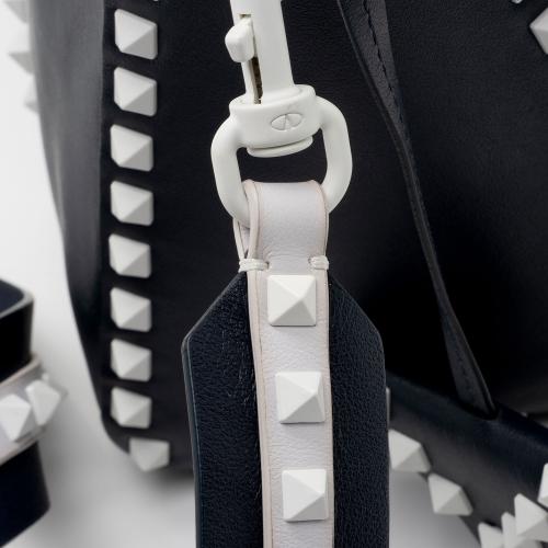 Valentino Lambskin Colorblock Rockstud Top Handle