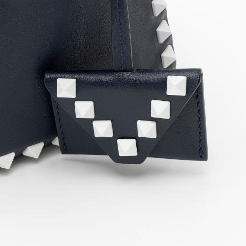 Valentino Lambskin Colorblock Rockstud Top Handle