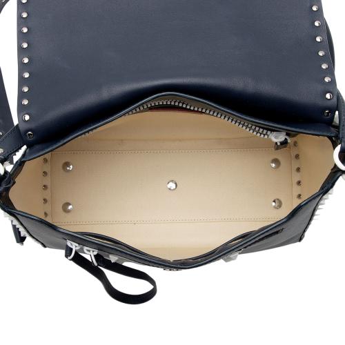 Valentino Lambskin Colorblock Rockstud Top Handle