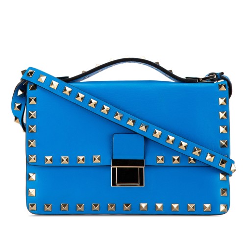 Valentino Leather Rockstud Flap Satchel