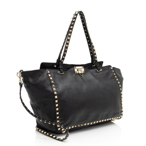 Valentino Leather Rockstud Medium Tote