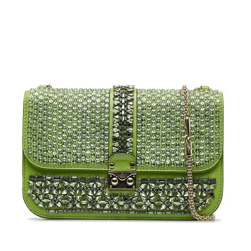 Valentino Medium Crystal Embellished Glam Lock Crossbody