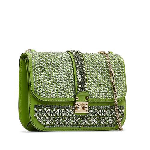 Valentino Medium Crystal Embellished Glam Lock Crossbody