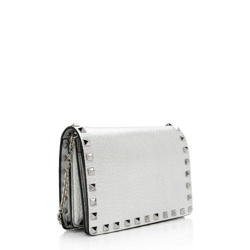 Valentino Metallic Grainy Calfskin Rockstud Pouch Crossbody