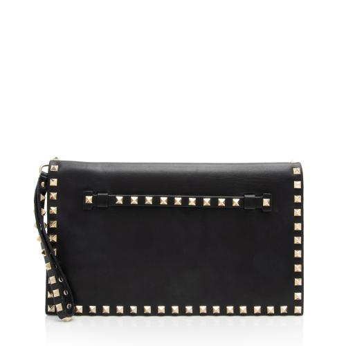 Valentino Nappa Leather Rockstud Clutch