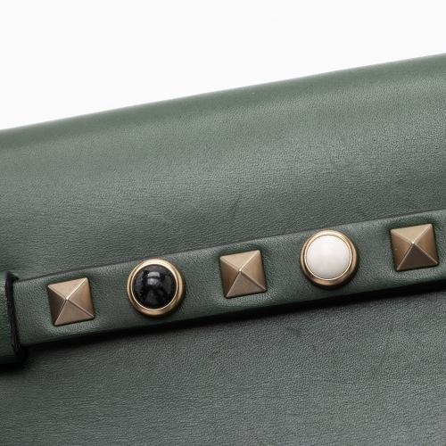 Valentino Leather Rolling Rockstud Clutch