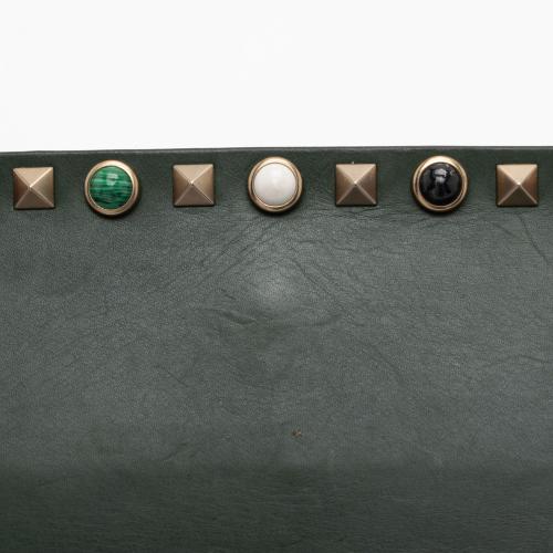 Valentino Leather Rolling Rockstud Clutch