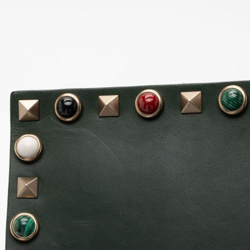 Valentino Leather Rolling Rockstud Clutch