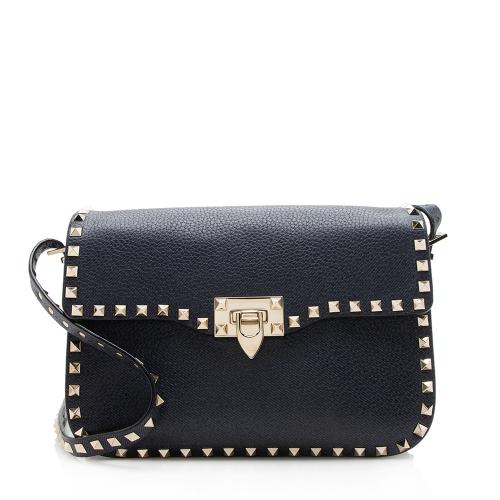 Valentino Grainy Calfskin Rockstud Flap Shoulder Bag