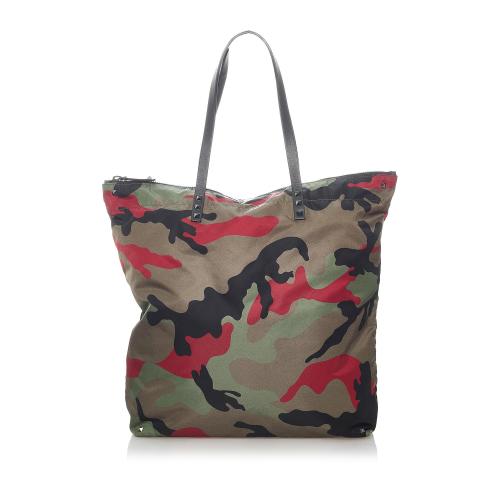 Valentino Rockstud Reversible Camouflage Nylon Tote Bag