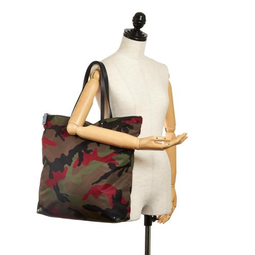 Valentino Rockstud Reversible Camouflage Nylon Tote Bag