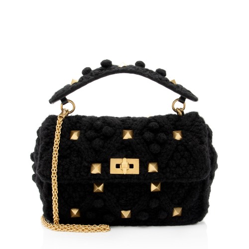 Valentino Wool Roman Stud Shoulder Bag