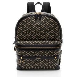 Versace La Greca Coated Canvas Backpack