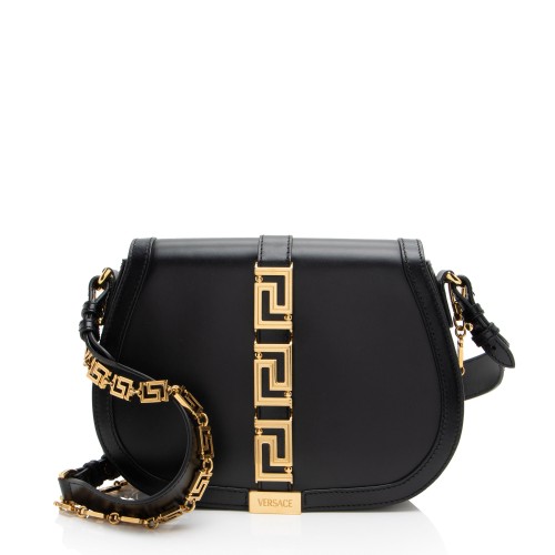 Versace Leather Greca Goddess Large Shoulder Bag