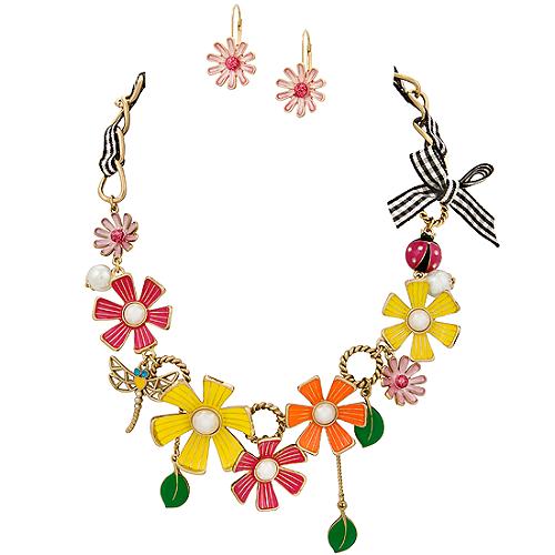 Betsey Johnson Flower Girl Necklace & Earrings