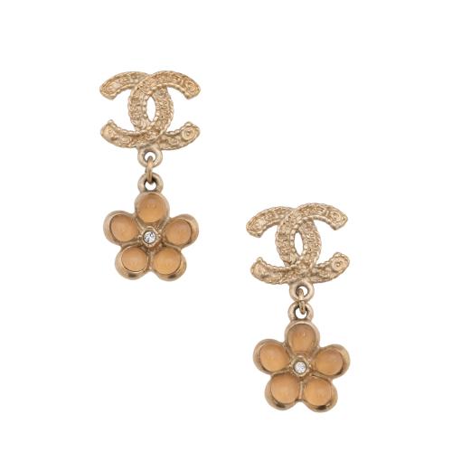 Chanel Coco Flower CC Drop Earrings