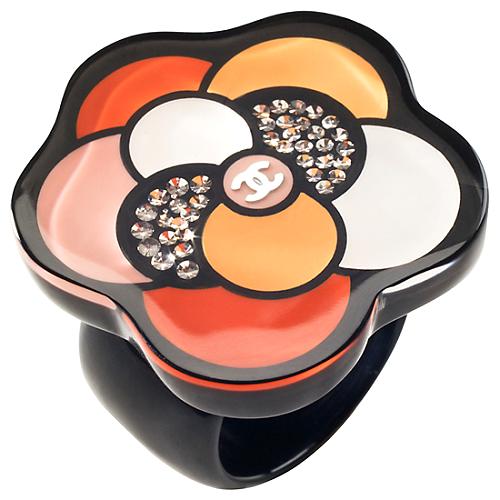 Chanel Coral Lucite Flower Ring