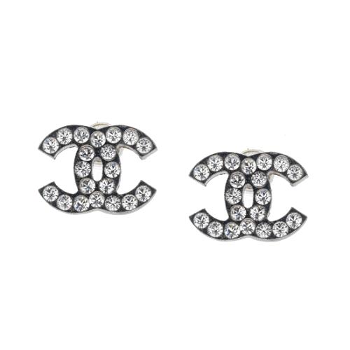 Chanel Crystal CC Logo Earrings