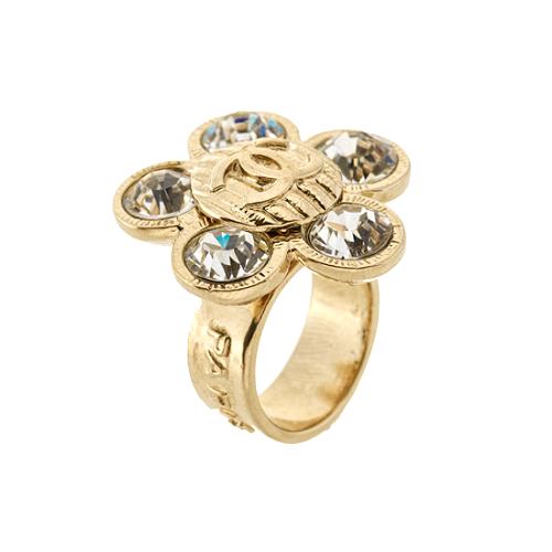 Chanel Crystal Flower Ring - Size 6.5