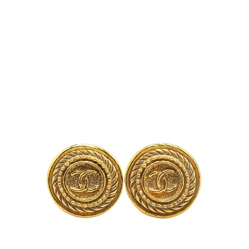 Chanel Gold Plated CC Clip On Earrings