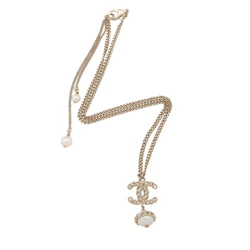 Chanel Pearl CC Drop Necklace