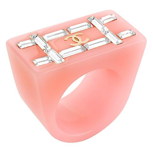 Chanel Pink Rectangle Lucite Ring