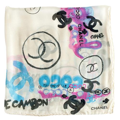 Chanel Silk Graffiti Scarf