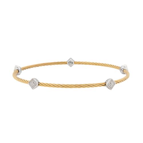 Charriol Diamond Classique Square Station Bangle Bracelet