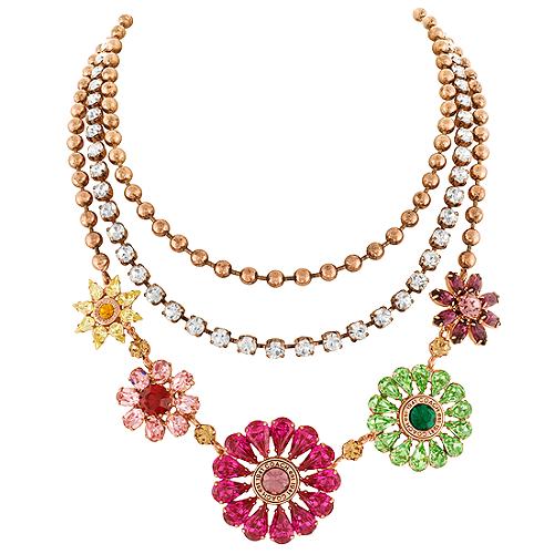 Coach Poppy Three Strand Flower Necklace