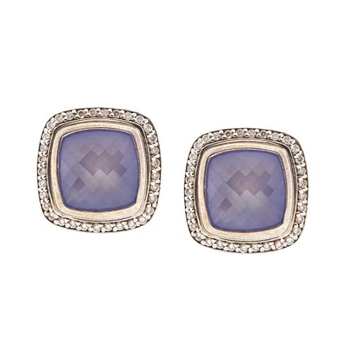 David Yurman 11mm Blue Chalcedony Albion Earrings