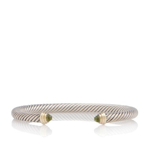 David Yurman 14k Gold Sterling Silver Peridot Cable Classics 5mm Bracelet