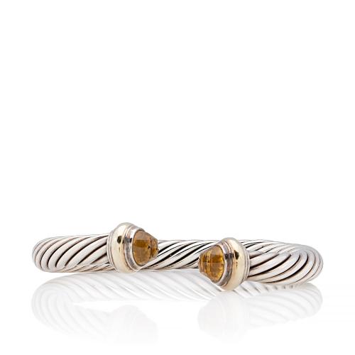 David Yurman Sterling Silver 14k Gold Citrine Classics 7mm Cuff