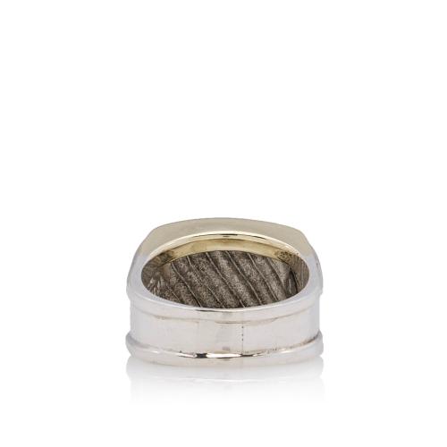 David Yurman 14k Gold Sterling Silver Thoroughbred Cable Cigar Band Ring - Size 9 1/2