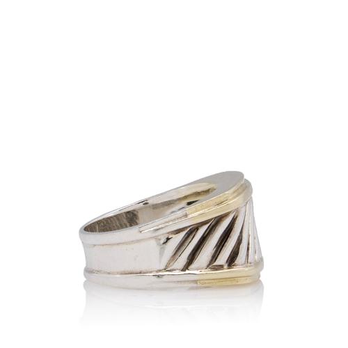 David Yurman 14k Gold Sterling Silver Thoroughbred Cable Cigar Band Ring - Size 9 1/2