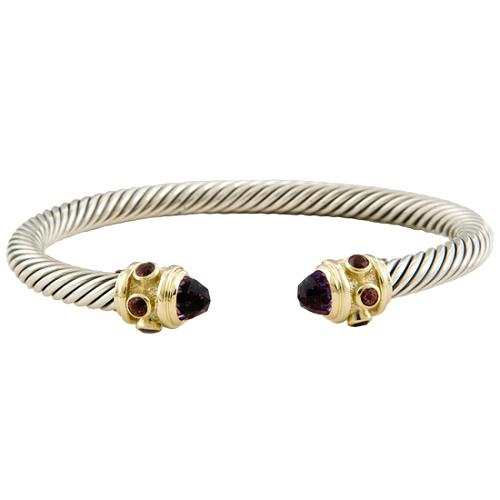 David Yurman Sterling Silver Amethyst Renaissance Cuff 