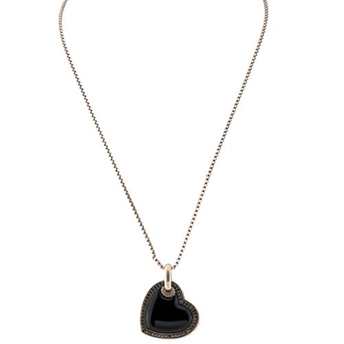 David Yurman Onyx Cable Heart Necklace