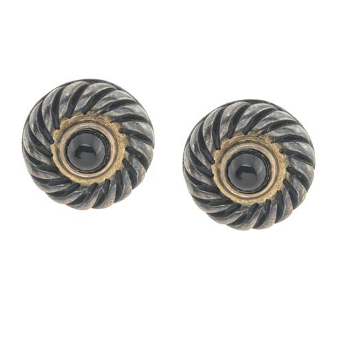 David Yurman Sterling Silver Onyx Cookie Stud Earrings