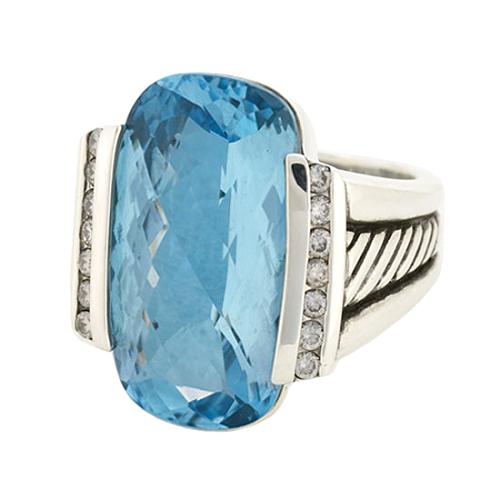 David Yurman Blue Topaz Deco Ring