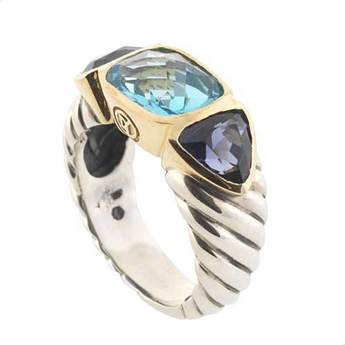 David Yurman Blue Topaz and Lolite Renaissance Ring