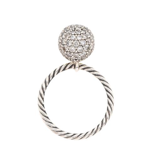 David Yurman Pave Diamond & Sterling Silver Stackable Ring