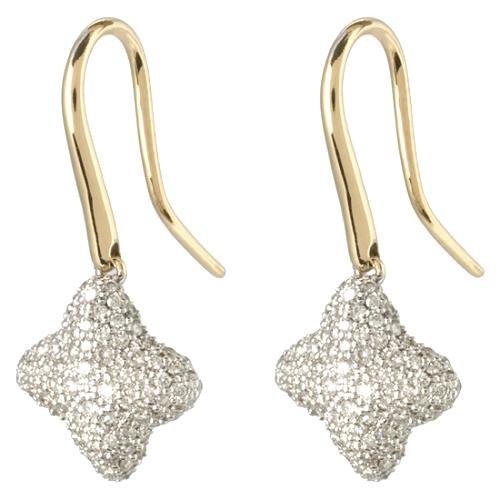 David Yurman Pave Quatrefoil Drop Earrings