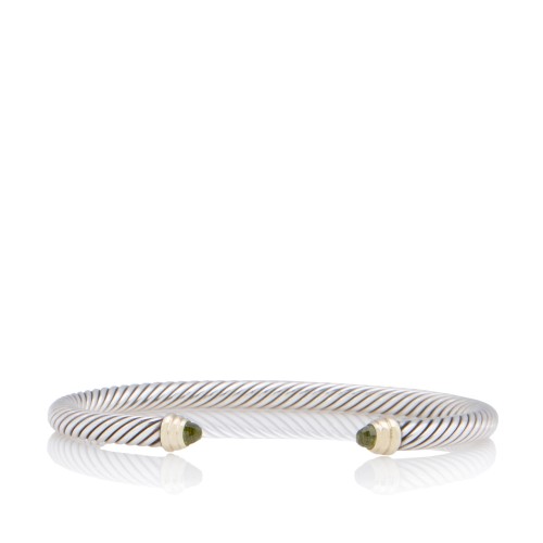 David Yurman Sterling Silver 14k Gold Peridot Cable Classics 5mm Bracelet