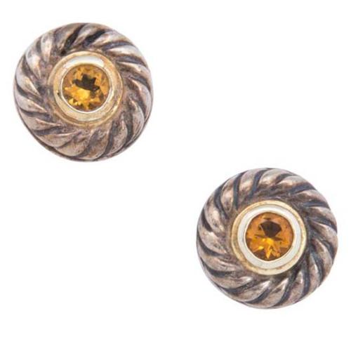 David Yurman 18k Gold Sterling Silver Citrine Cookie Earrings