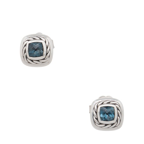 David Yurman Sterling Silver Blue Topaz 7 mm Albion Earrings