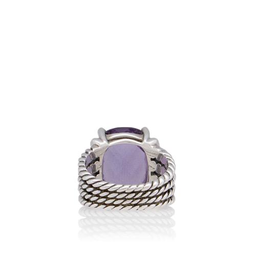 David Yurman Sterling Silver Diamond Amethyst Wheaton Ring - Size 7