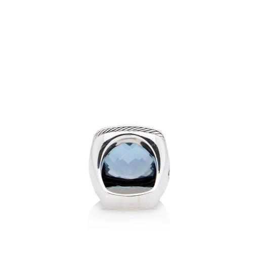 David Yurman Sterling Silver Diamond Blue Topaz Albion 20mm Cocktail Ring - Size 7 3/4