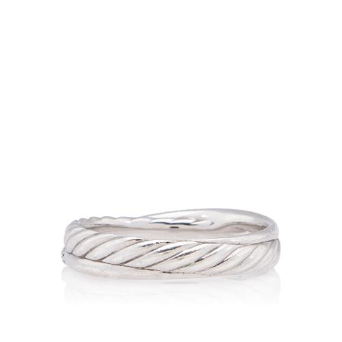 David Yurman Sterling Silver Diamond Crossover Band 5.3mm Ring - Size 10