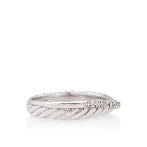 David Yurman Sterling Silver Diamond Crossover Band 5.3mm Ring - Size 10