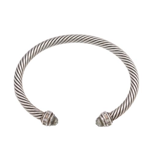 David Yurman Sterling Silver Diamond Prasiolite Cable Classics 5mm Bracelet